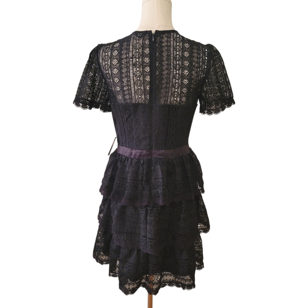 NWT Express Black Lace Layered Mini Dress Size Medium - Picture 5 of 6